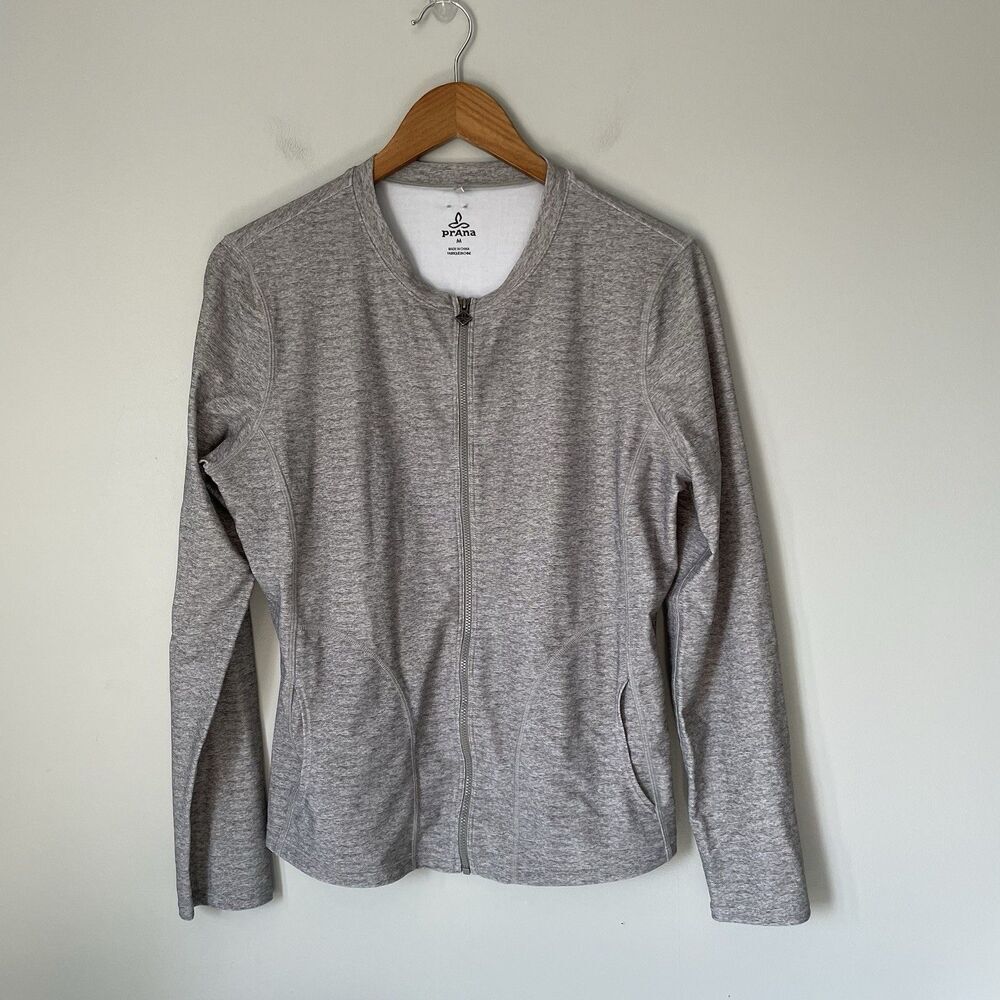 PrAna Sun Swim Shirt Rashguard Long Sleeve Quick Dry Full Zip Gray Size Medium